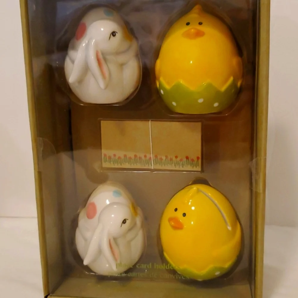 Pier 1 * 4 -Easter Bunny and Chick Place Card Holder